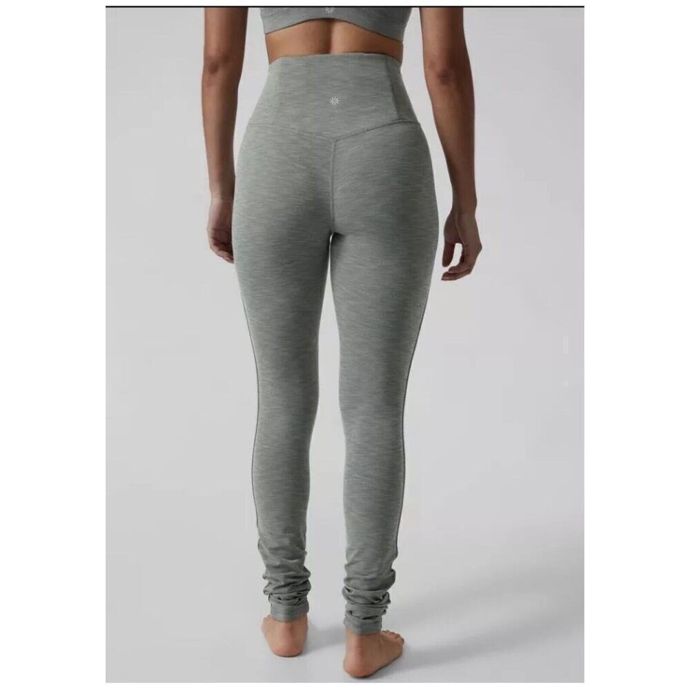 Athleta Heathered Elation Over the Heel Tights Pants Size S Petite Greenish Gray